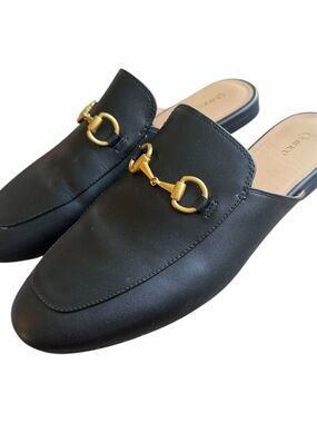 Quince Black Leather Horsebit Mules